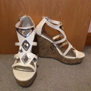 White Summer Wedges, Size 7
